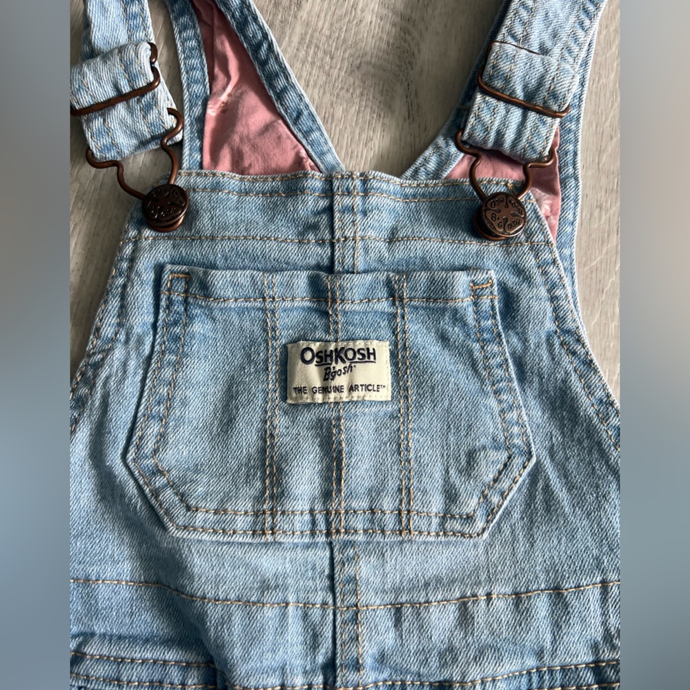 Vintage OshKosh B'gosh Denim Overalls with Pink Cuffs - Picture 2 of 5